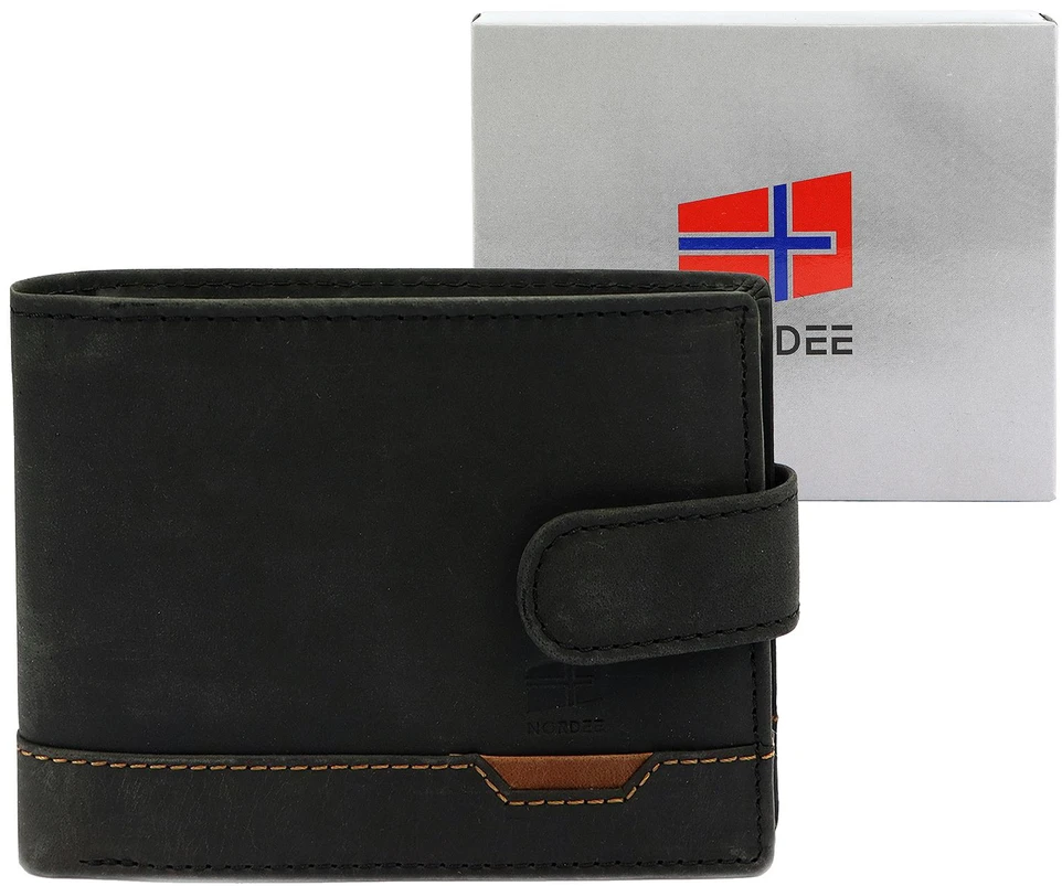 Vyriška odinė piniginė Nordee HJORT N992L juoda
