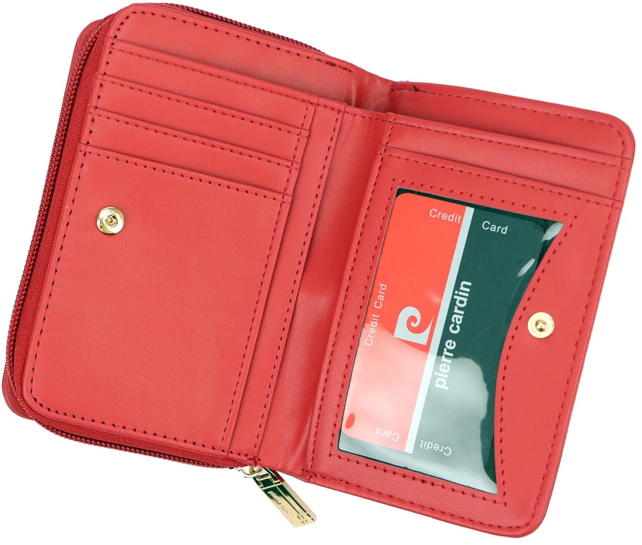 PIERRE CARDIN Portfel Damski Skórzany Średni RFID Kieszeń na Zamek