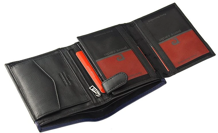 Natūralios odos vyriška piniginė RFID Pierre Cardin TILAK14 326, juoda + raudona