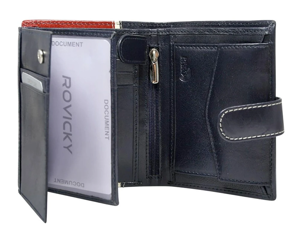 Elegantiška vyriška odinė piniginė su RFID apsauga iš natūralios odos „Rovicky“, didelė