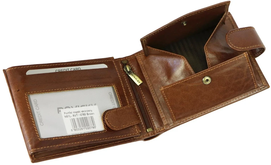 Rovicky Vyriška odinė piniginė su prailginta rankena, natūrali oda, su RFID žyme, elegantiška