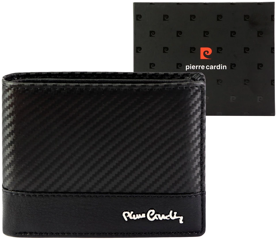 Vyriška odinė piniginė Pierre Cardin YS607, juoda, su RFID apsauga