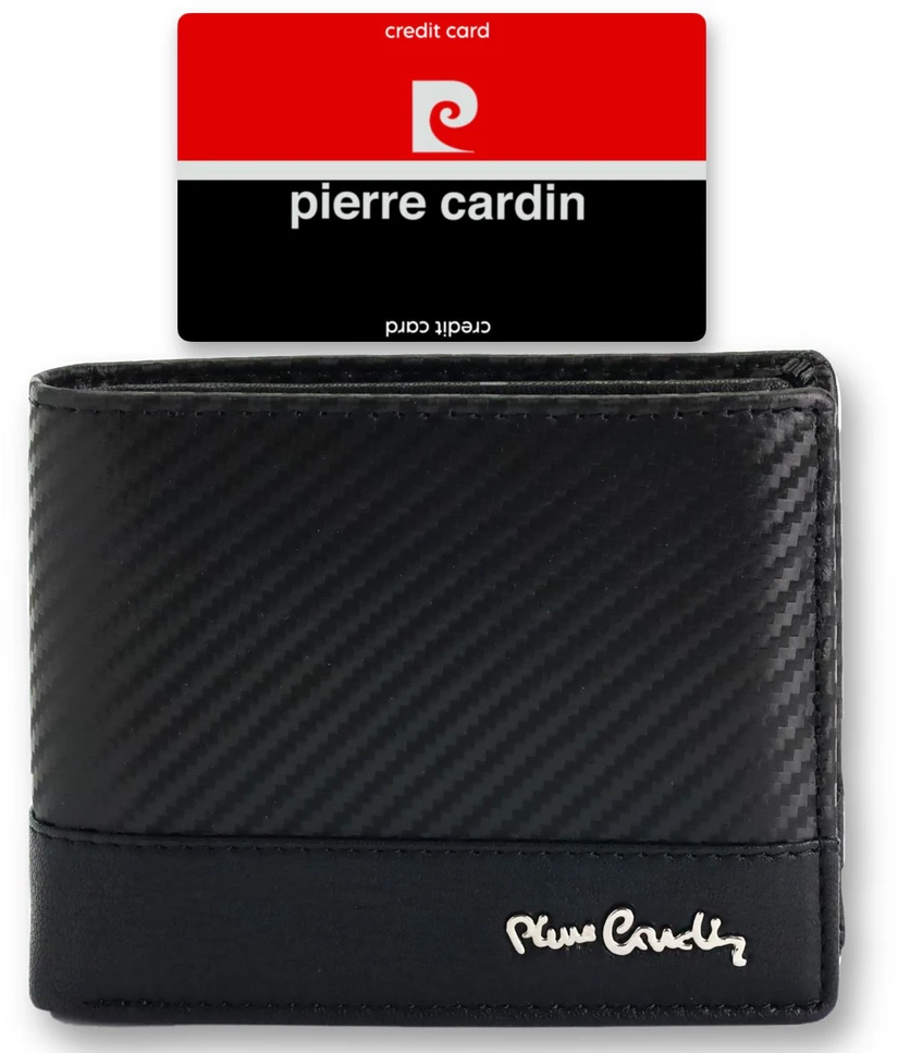 Vyriška odinė piniginė Pierre Cardin YS607, juoda, su RFID apsauga