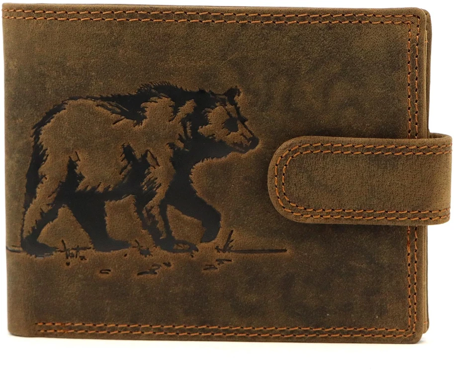 Vyriška odinė piniginė Nordee L895-BEAR ruda