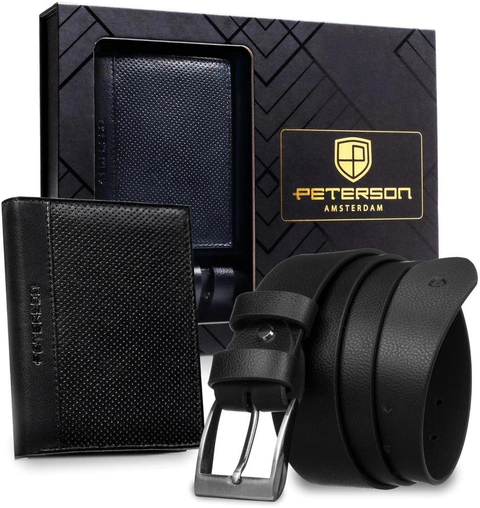 Piniginės ir diržo rinkinys vyrams Peterson PTN SET N4-DOT