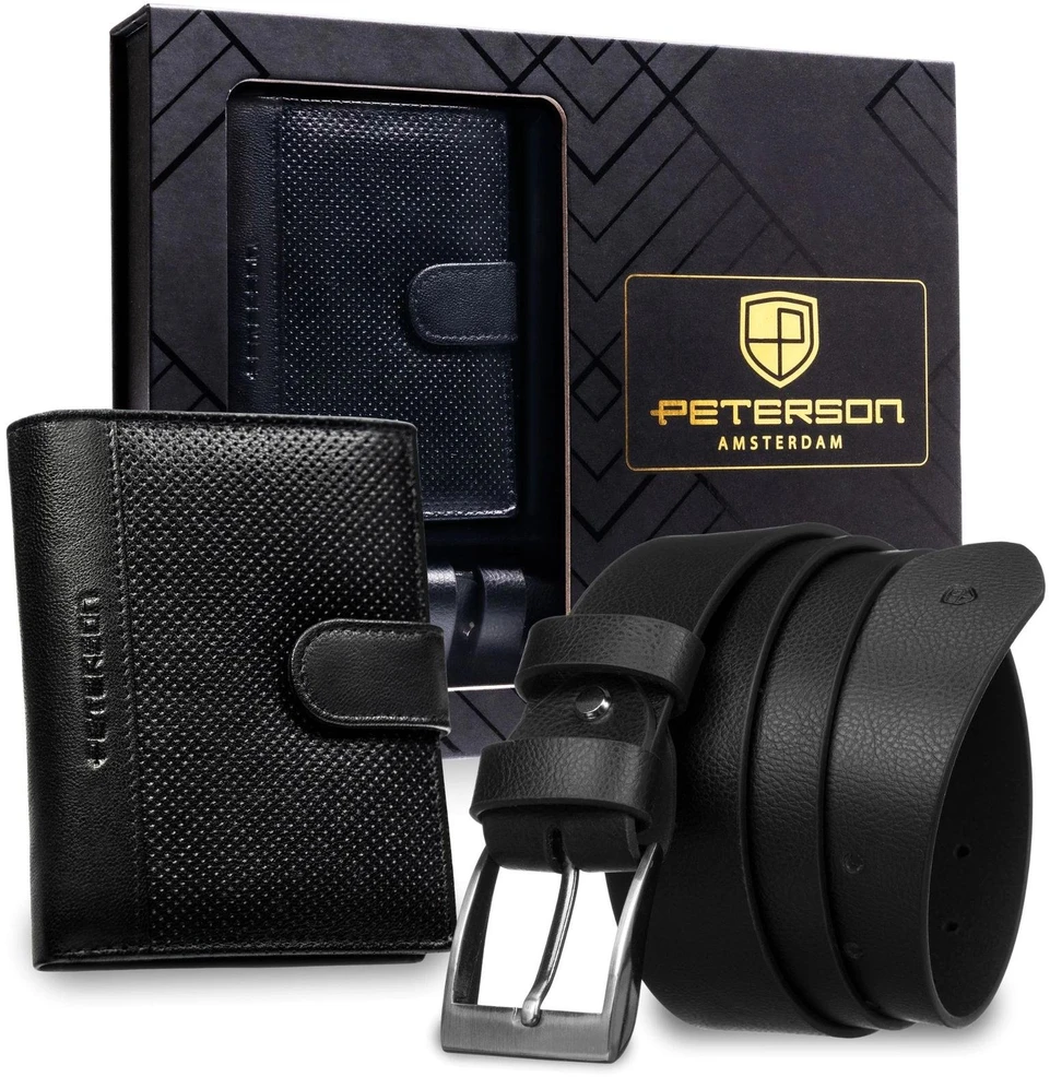 Piniginės ir diržo rinkinys vyrams Peterson PTN SET N4L-DOT
