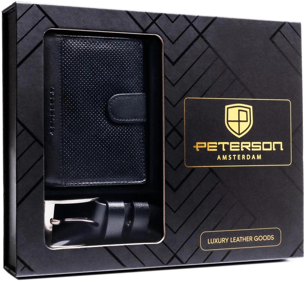 Piniginės ir diržo rinkinys vyrams Peterson PTN SET N4L-DOT