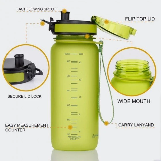 Rožinė Gertuvė UZSPACE TRITAN 650 ml, plastikas be BPA - 3037-Rožinis