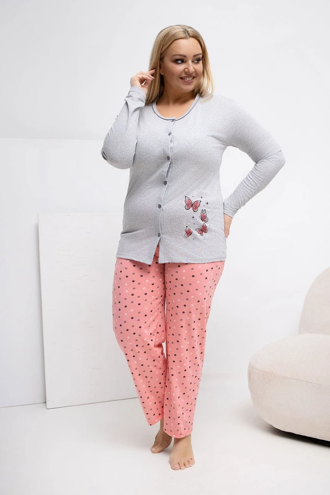 Pink Moteriška pižama ilgomis rankovėmis Plus Size Forever Rožinė
