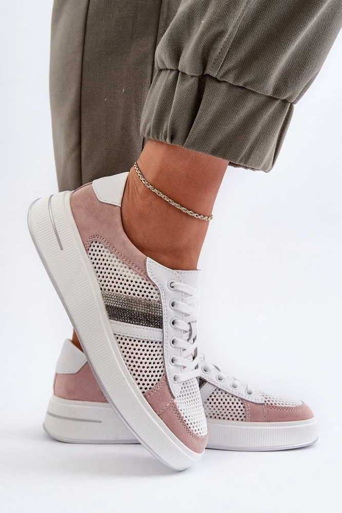 Pink Moteriški odiniai sportbačiai D&amp;A LR110 Baltas-Rožinė