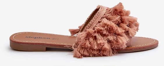 Pink Moteriškos plokščios šlepetės su kutais Dirty Rožinė Rialle