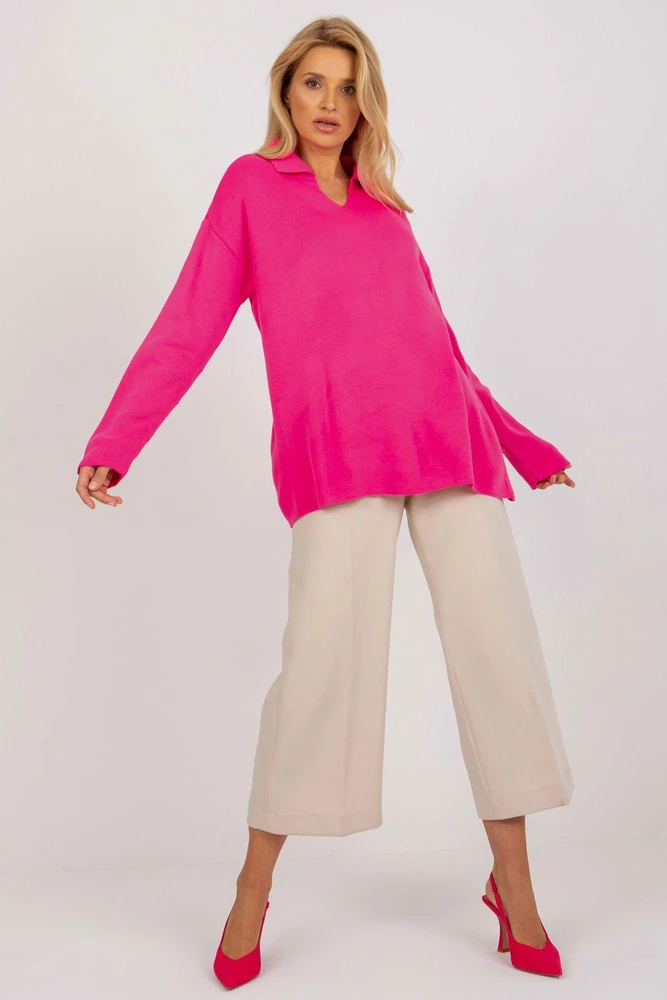 Pink Sweter Damski LC 2261.00P Fluo Rožinė - Rue Paris