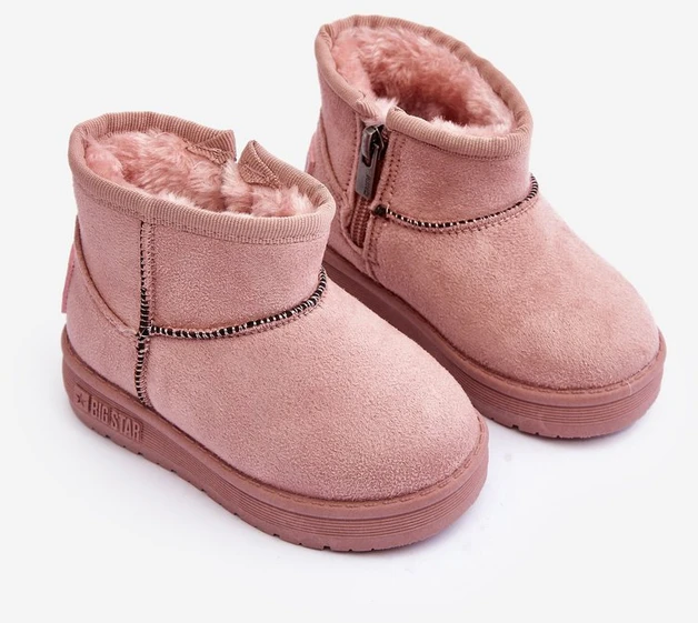 Pink Vaikiški sniego batai su kailiais su mažomis ausimis Rožinė Betty