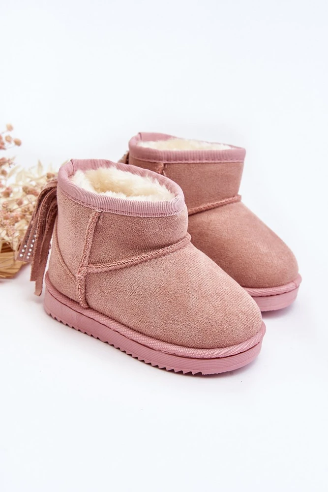 Pink Vaikiški vilnoniai sniego batai su kutais Rožinė Mikyla