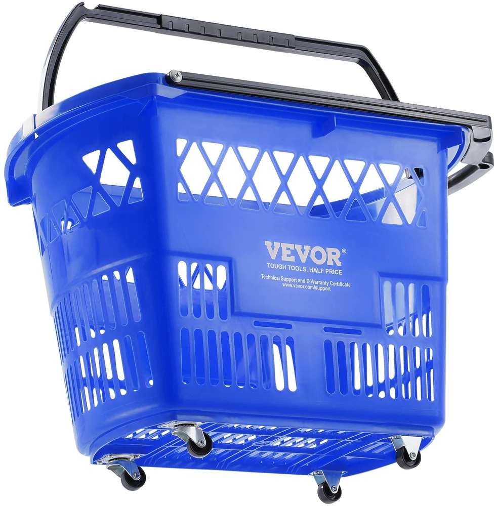 VEVOR Plastikinis pirkinių vežimėlis su ratukais
