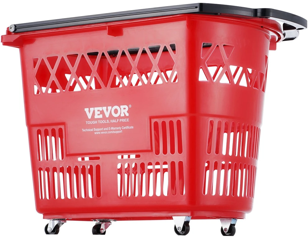 VEVOR Raudonas plastikinis prekybos vežimėlis 6 vnt 39L
