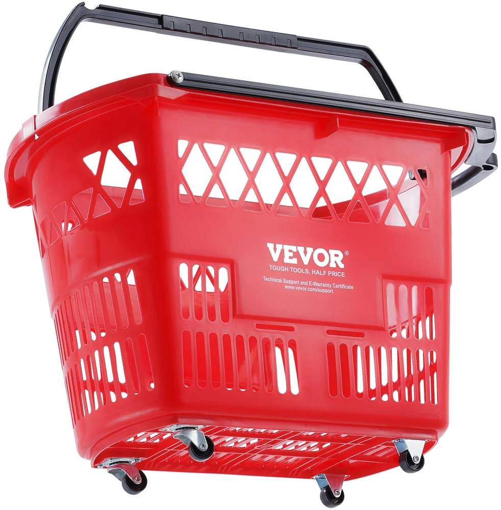 VEVOR Raudonas plastikinis prekybos vežimėlis 6 vnt 39L