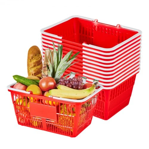 VEVOR Pirkinių krepšeliai, 12 vnt., 21 l, raudoni