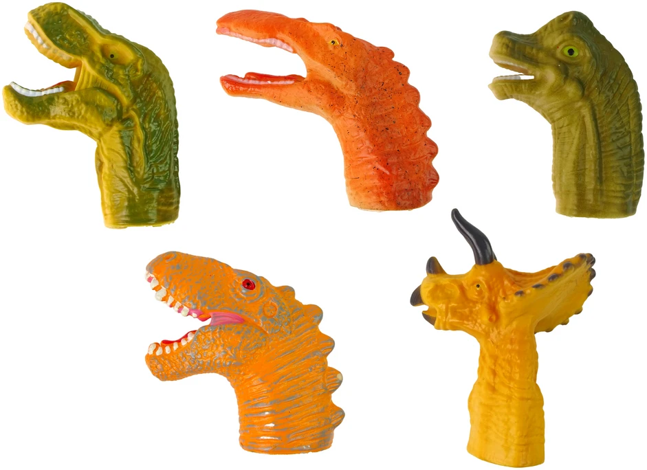 Pacynki Pirštukinės lėlės Lean Toys Dinozaurai, 5 vnt., 4x8x2 cm