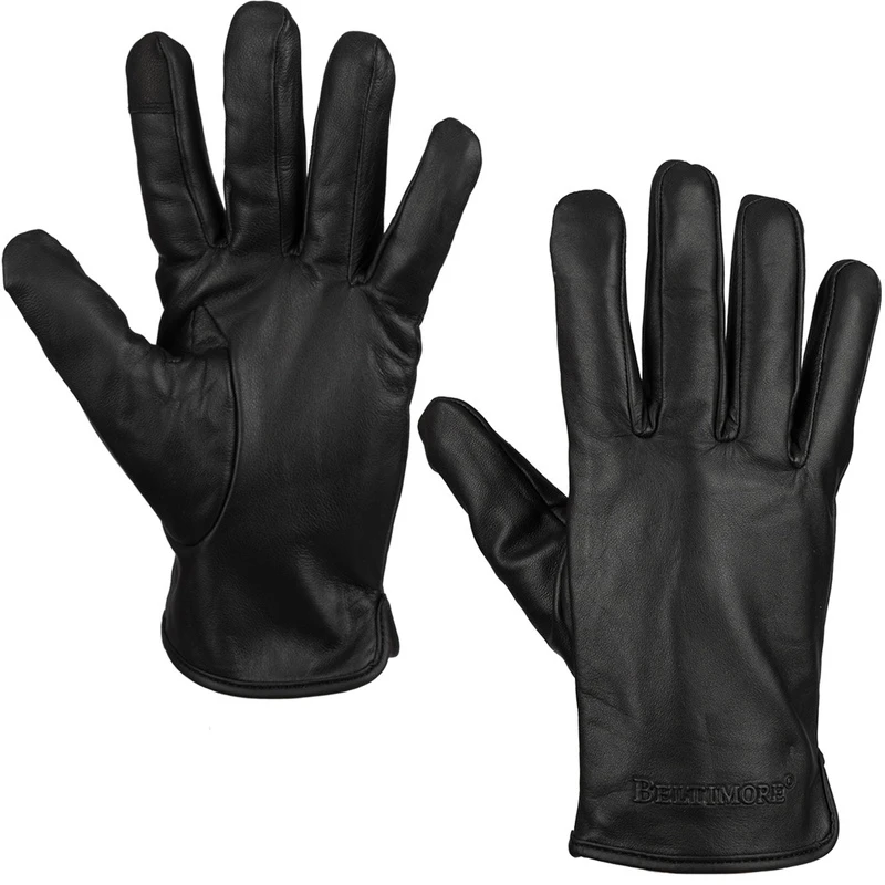 Pirštinės skórzane vyrams polar miś DOTYK touch finger juoda klasyczne BELTIMORE K33