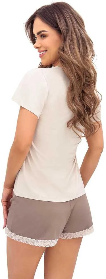 Pižama smėlio spalvos su šortais ir nėriniais Daphne