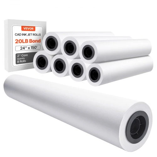 VEVOR Plataus formato popierius, 609.6 mm x 45.7 m, 8 ritiniai