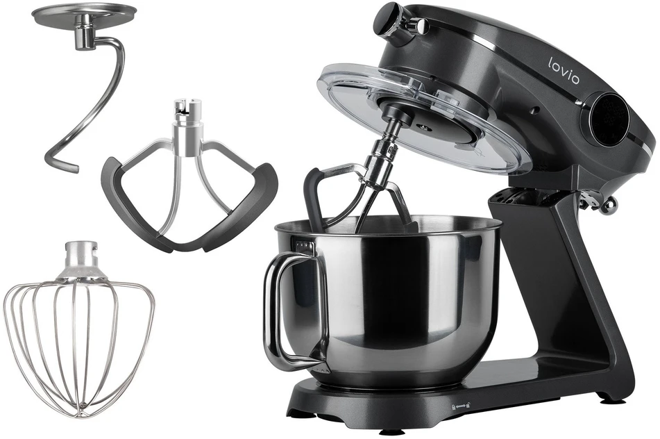 Virtuvinis kombainas Planetinis plaktuvas su 6,5 l dubeniu Lovio ChefMaster, 1 800 W, pilkas