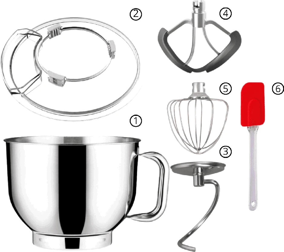 Virtuvinis kombainas Planetinis plaktuvas su 6,5 l dubeniu Lovio ChefMaster, 1 800 W, pilkas