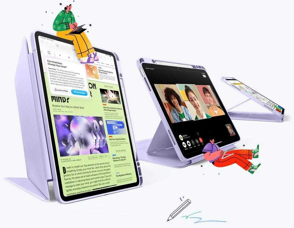 ESR atverčiamas hibridinis dėklas iPad Air 13" (2024/2025/2026) - Violetinė