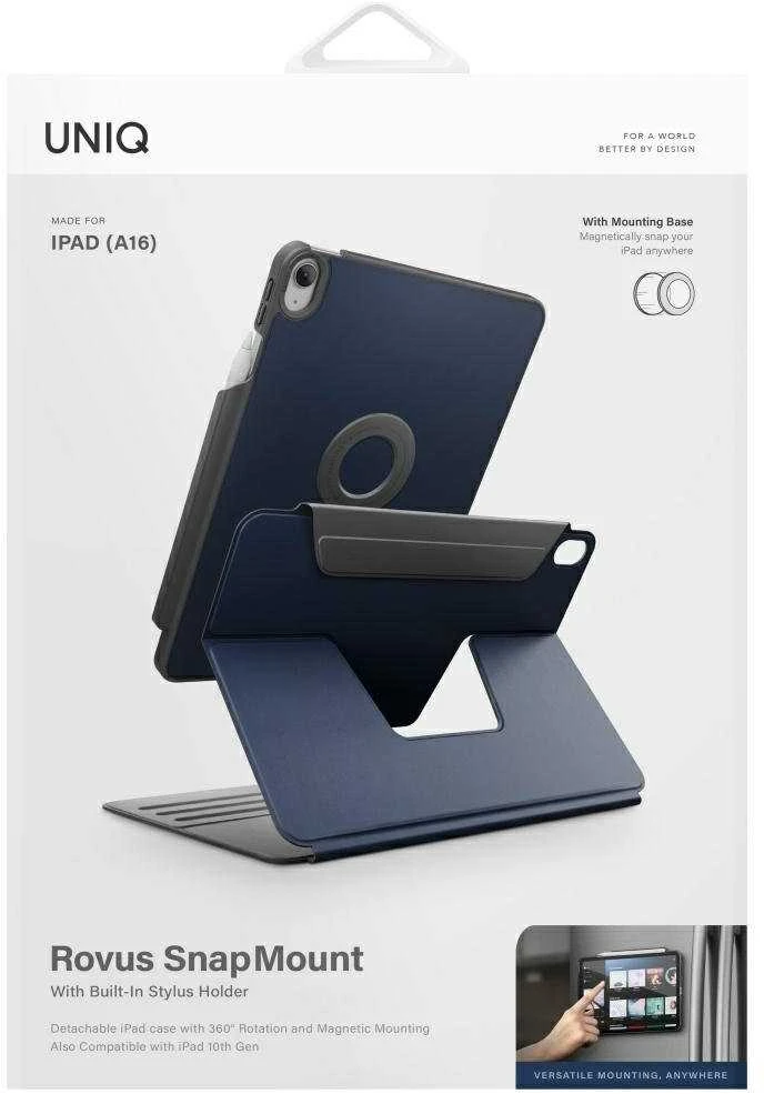 Dėklas UNIQ Rovus Snapmount Magnetic 360 Rotating Detachable skirtas Apple iPad 11″ A16 (2025) / Apple iPad 10.9″ 10