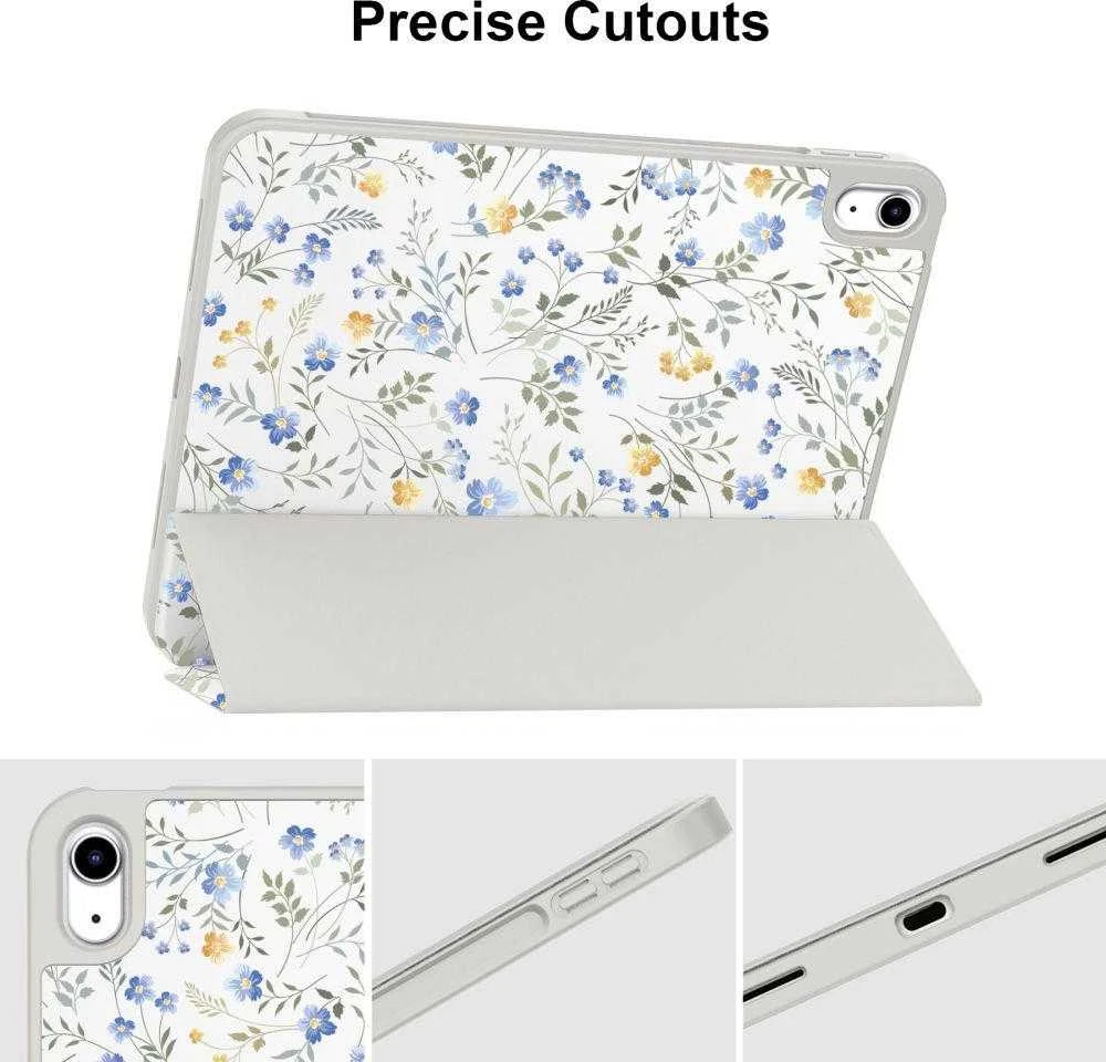 „Tech-Protect SC“ rašiklio dėklas, skirtas „iPad 10.9" 2022“ (10-osios kartos) / „11" 2025“ (11-osios kartos) – ramunės su lapais