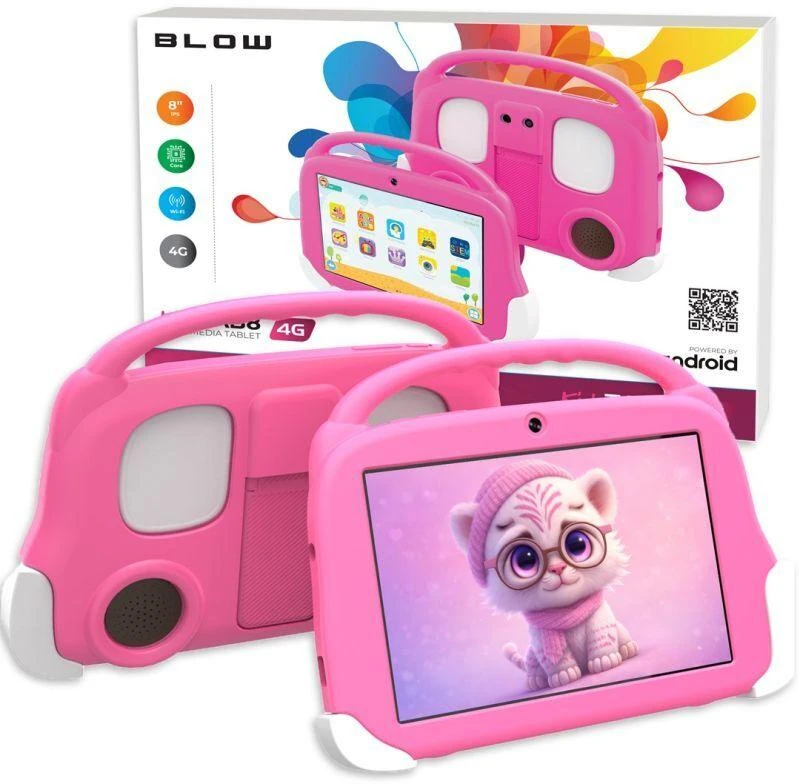 Planšetė Blow KidsTAB8 4G planšetinis kompiuteris 4/64GB rožinis dėklas
