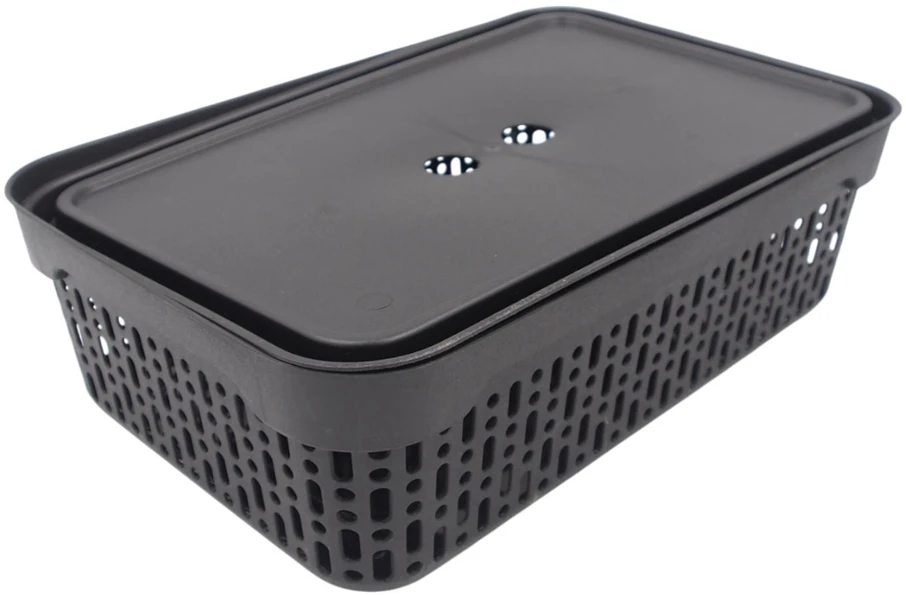 Grandininis pjūklas Plastikinė dėžė su dangčiu 40×30×13 cm JUODA