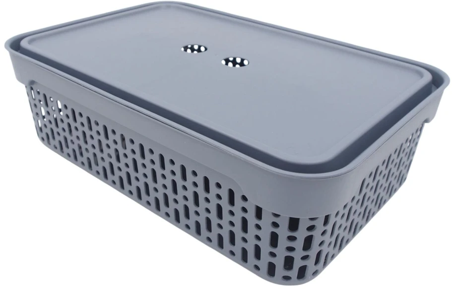 Grandininis pjūklas Plastikinė dėžė su dangčiu 40×30×13 cm PILKA
