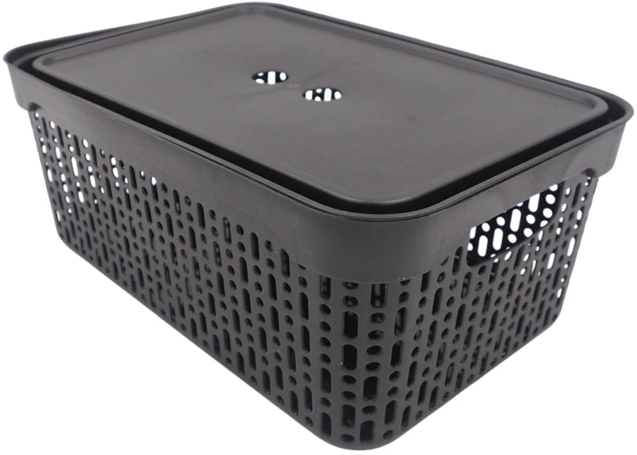 Grandininis pjūklas Plastikinė dėžutė su dangčiu, 30×20×13 cm JUODA