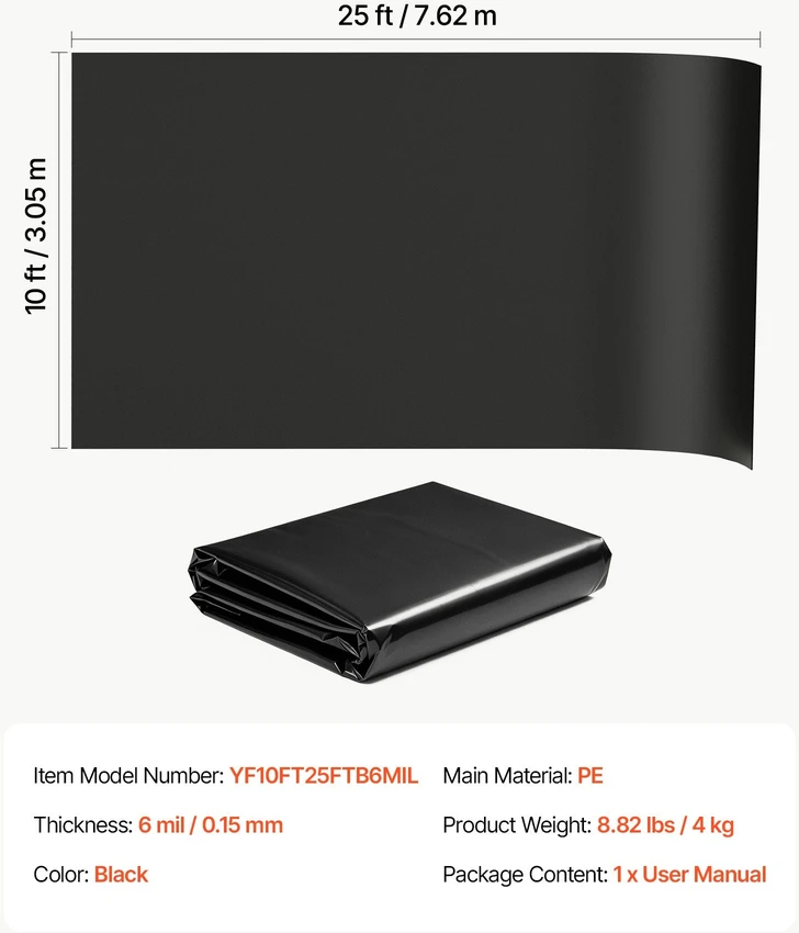 Plastikinė plėvelė VEVOR YF10FT25FTB6MIL, 0,15 mm storio