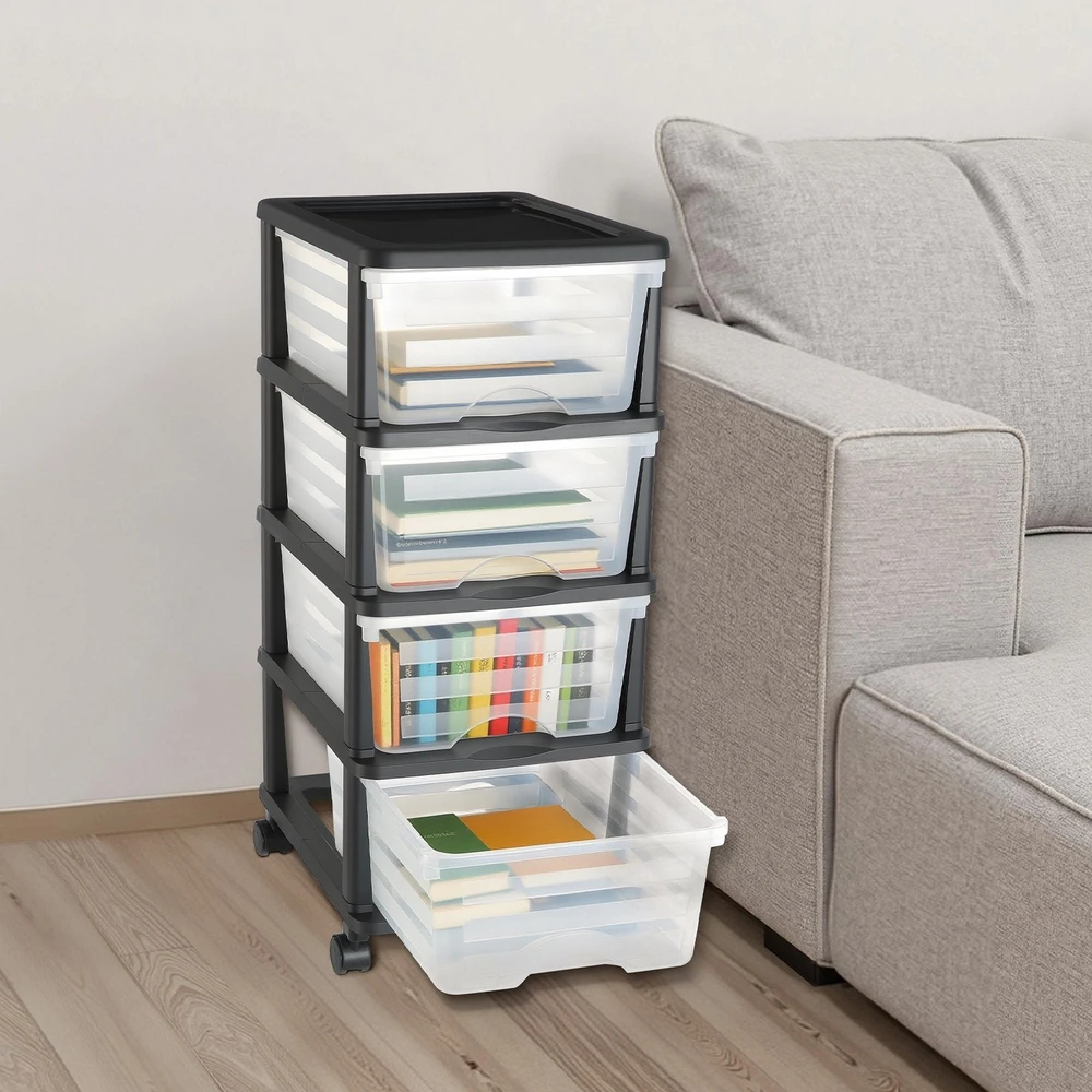 VEVOR Plastikinė laikymo vežimėlis su 4 stalčiais