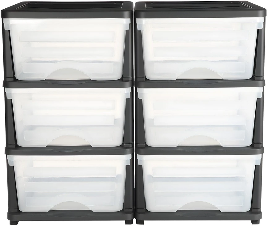 VEVOR 2 plastikinės stalčių dėžės su 6 stalčiais