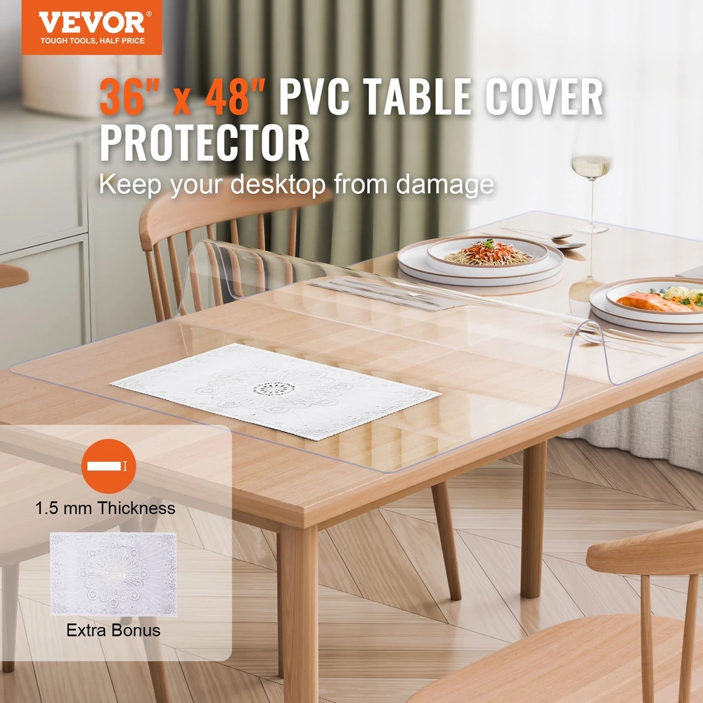 Vevor Skaidri PVC stalo apsauga 91x121 cm