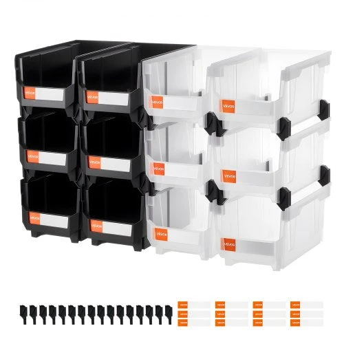 VEVOR Plastikinės sandėliavimo dėžutės 37.7 x 21.5 x 18 cm