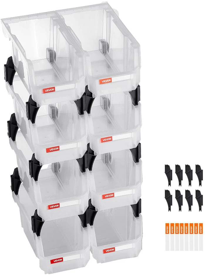 VEVOR Plastikinės sandėliavimo dėžės, 8 vnt. 27,6 x 14 x 13 cm
