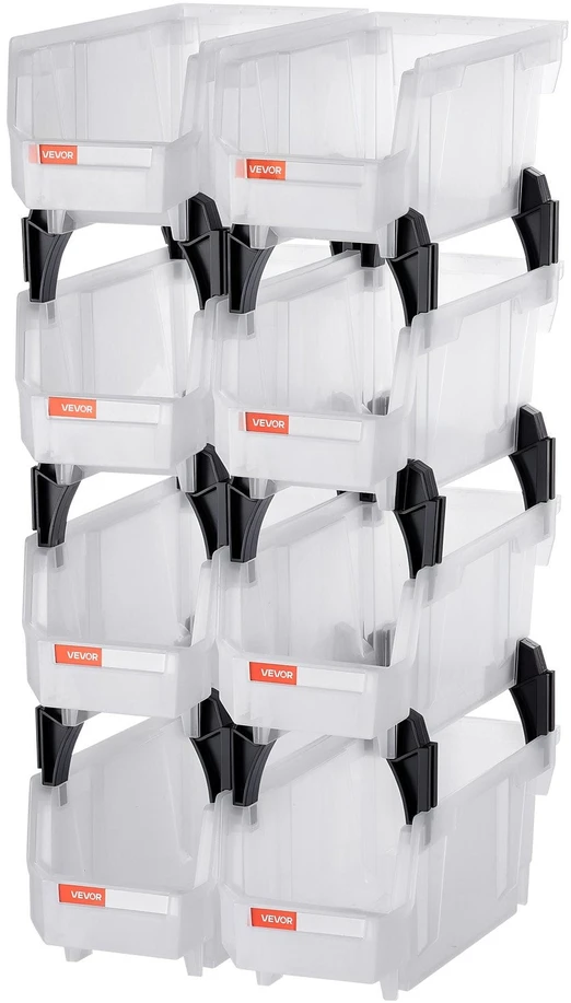 VEVOR Plastikinės sandėliavimo dėžės, 8 vnt. 27,6 x 14 x 13 cm