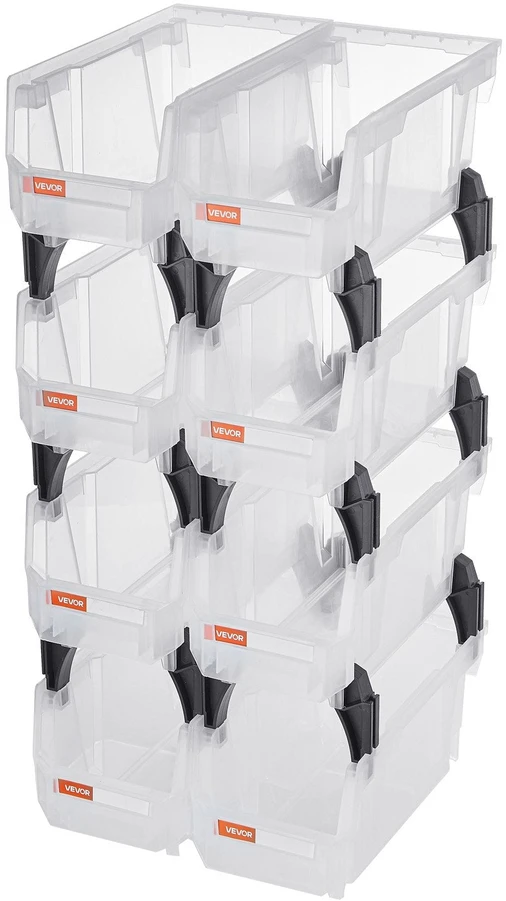 VEVOR Plastikinės sandėliavimo dėžės, 8 vnt. 27,6 x 14 x 13 cm
