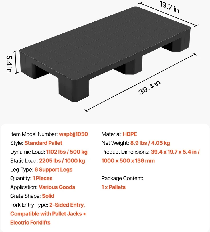 VEVOR Plastikinis padėklas sandėliavimui, 1000 kg