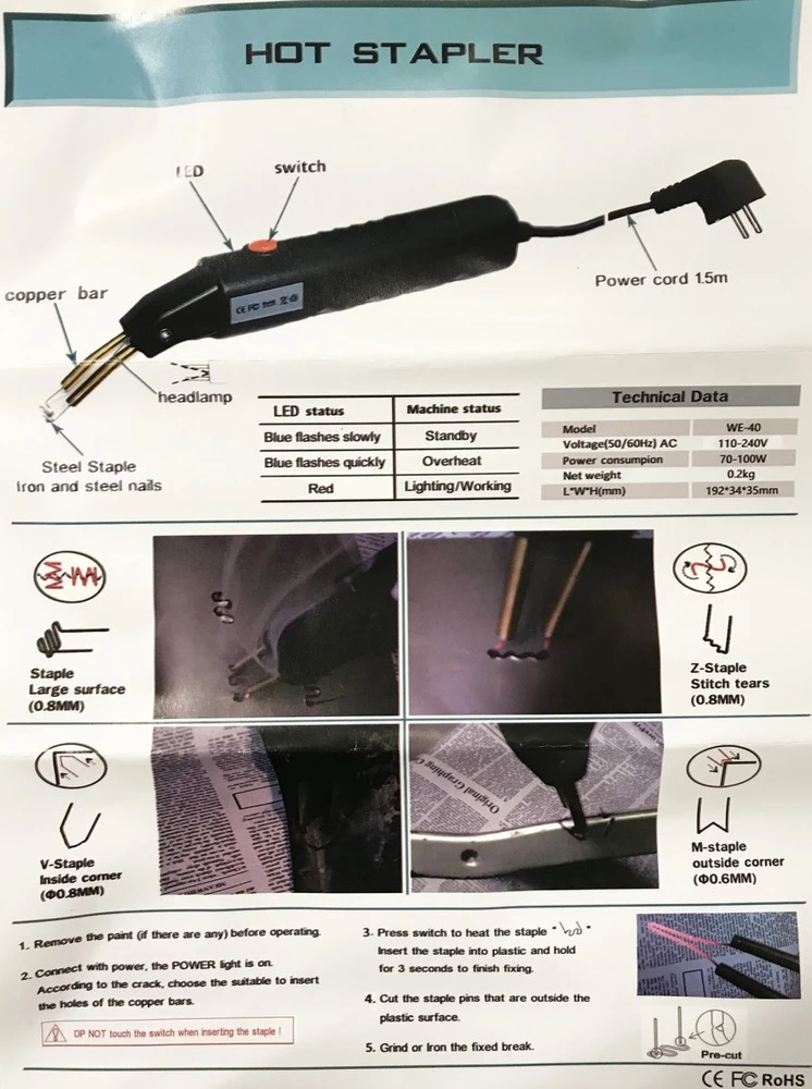 PLASTIKO REMONTO SISTEMA / KARŠTOJO SĄSAGŲ PLASTIKO VIRINIMO RINKINYS (HSW70)