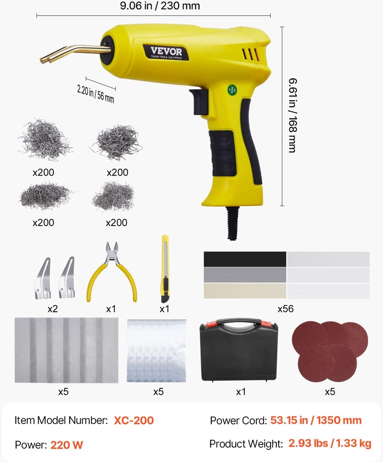 VEVOR Plastiko suvirinimo įrenginys 220W su 800 sąsagų ir 56 strypais