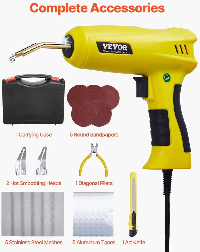 VEVOR Plastiko suvirinimo prietaisas 220W su segtukais ir strypais