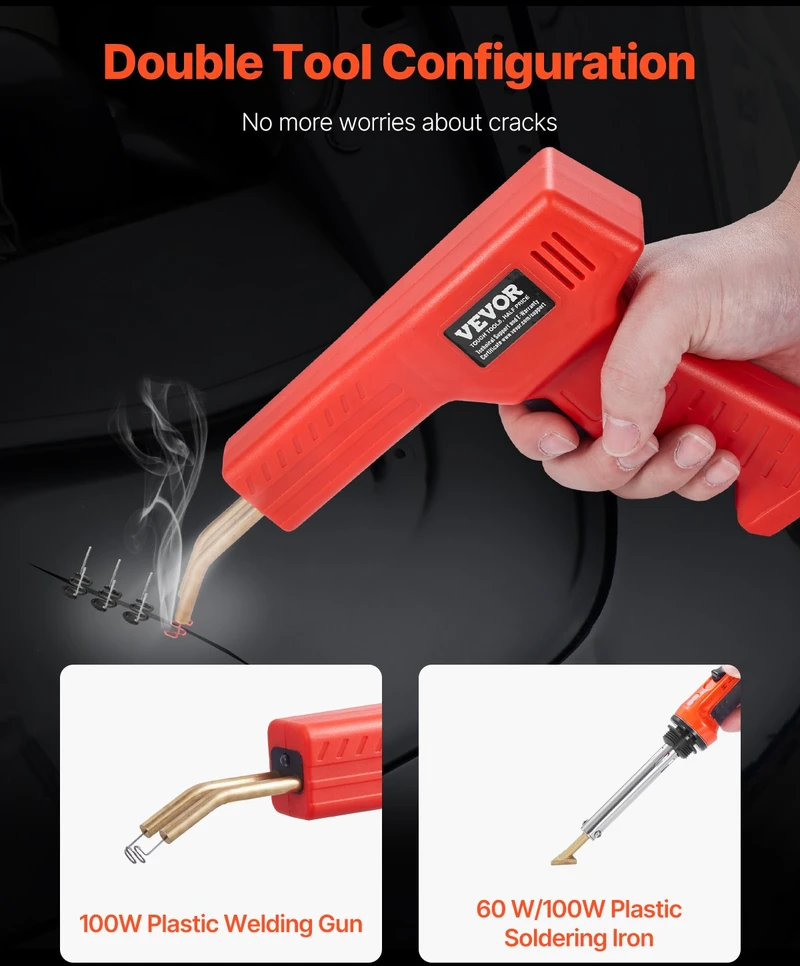 VEVOR plastiko virinimo rinkinys 100w su pistoletu ir lituokliu