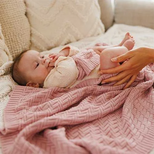 Purepower BabyOno pledas megztas medvilninis rožinis 1647/01