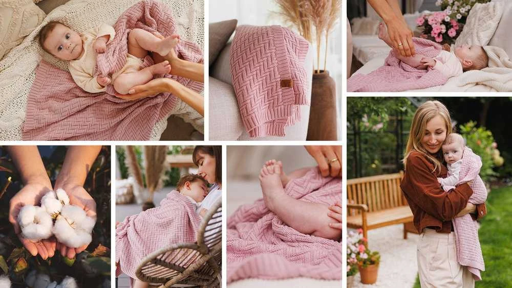 Purepower BabyOno pledas megztas medvilninis rožinis 1647/01